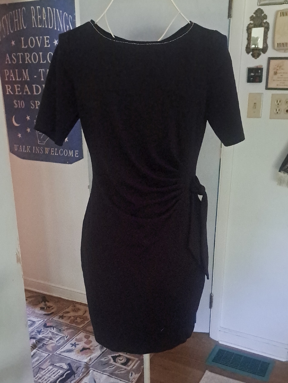 WHBM Black Side-Tie Women’s T Shirt Dress, Size S
